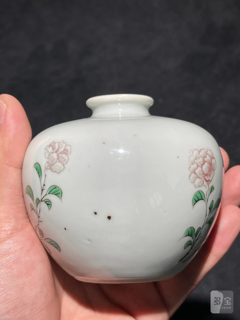 清光绪 仿康熙釉里红加五彩花卉纹苹果尊 - 图3